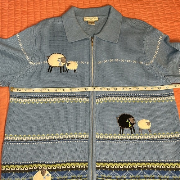 Vintage Allison Daley Fair Isle Black Sheep Knit Cardigan Sweater Full Zip sz 1X - Picture 12 of 16
